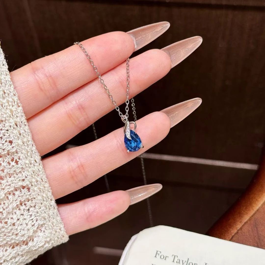 柯柒 钛钢项链 幽蓝幻境水滴项链女轻奢小众时尚精美设计感锁骨链