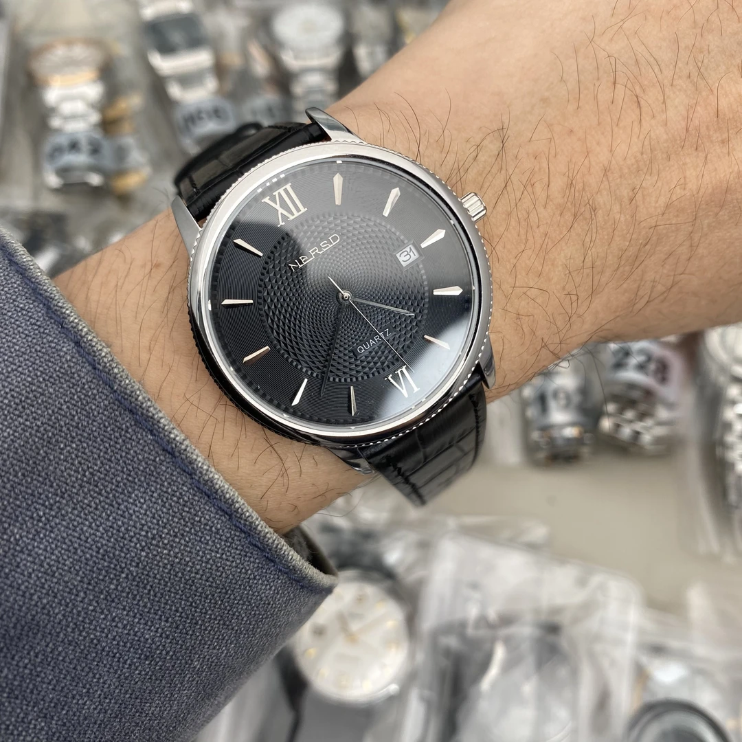 耐尔斯顿超薄银黑进口石英男表防水蓝宝石镜面撤柜少量库存高品质