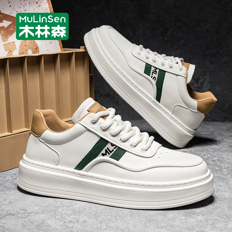 木林森小白鞋男2025新款秋季休闲板鞋男增高百搭工作透气运动潮鞋