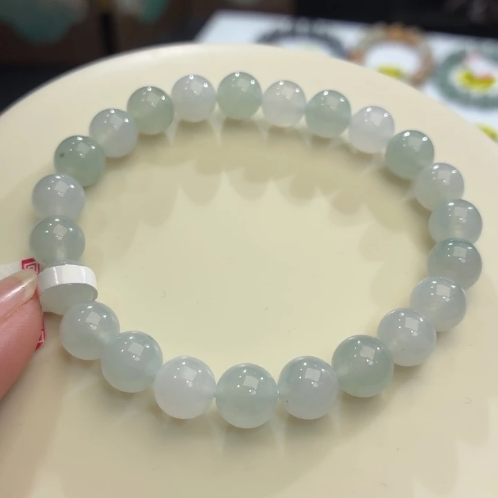 翡翠未镶嵌手链冰胶马卡龙卡8.4