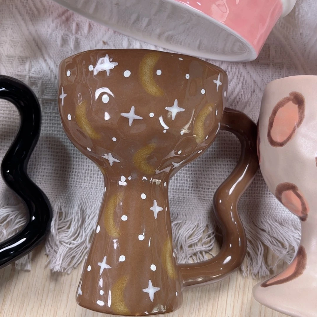 陶高脚甜点杯星空款