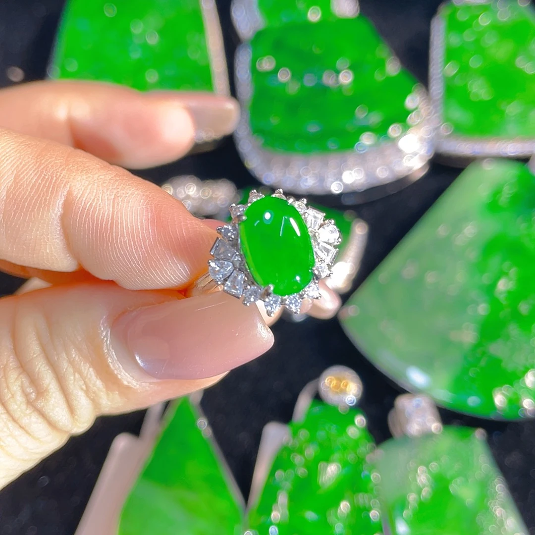 翡翠银S925镶嵌戒指翡翠