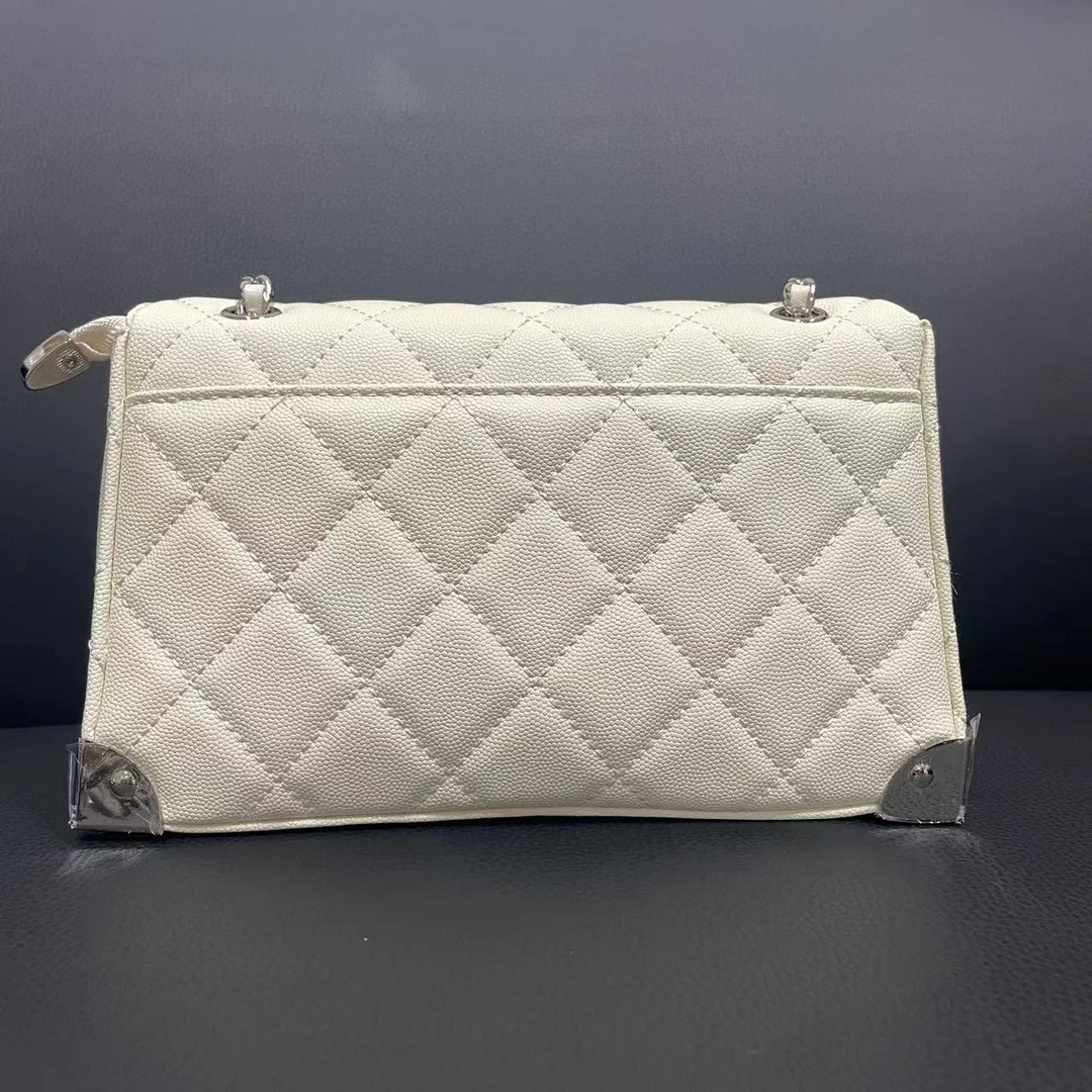 潮流真皮女士包单肩斜挎腋下太  0513白色22cm四角