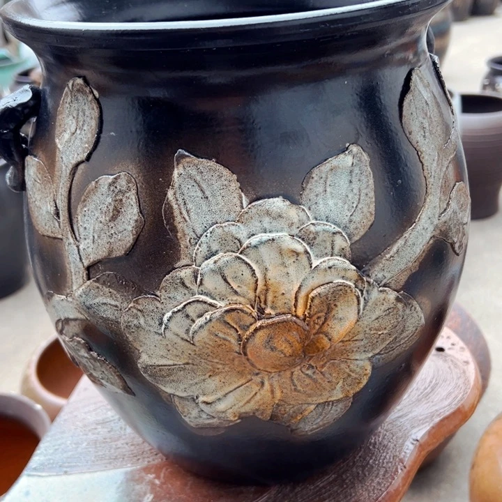 紫砂花盆高约30口约24