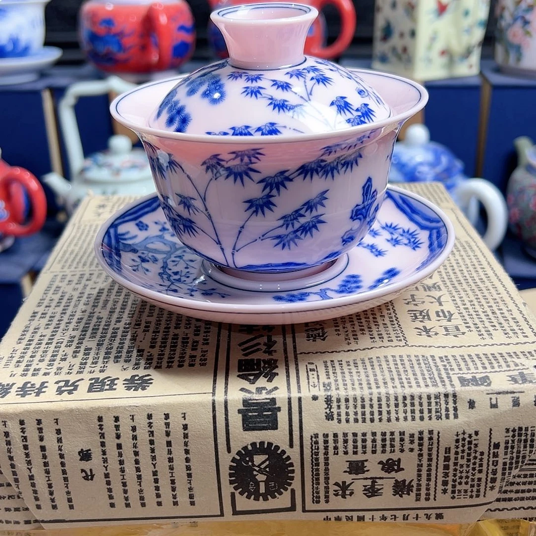 陶摆件景德镇陶瓷盖碗