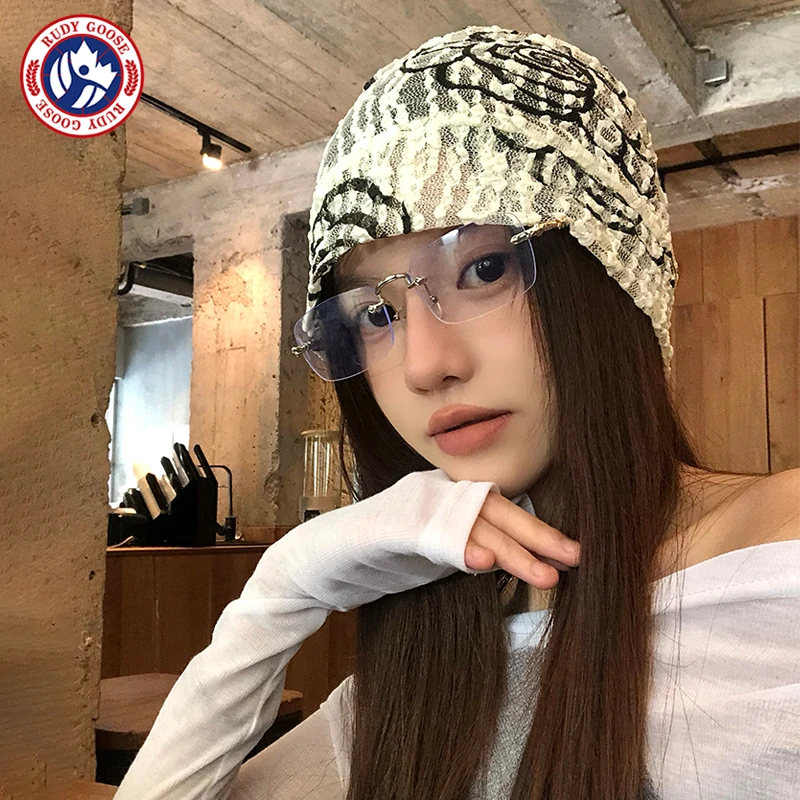 RUDY GOOSE韩版蕾丝包头帽子女春秋季冷帽复古薄款显脸小堆堆帽潮