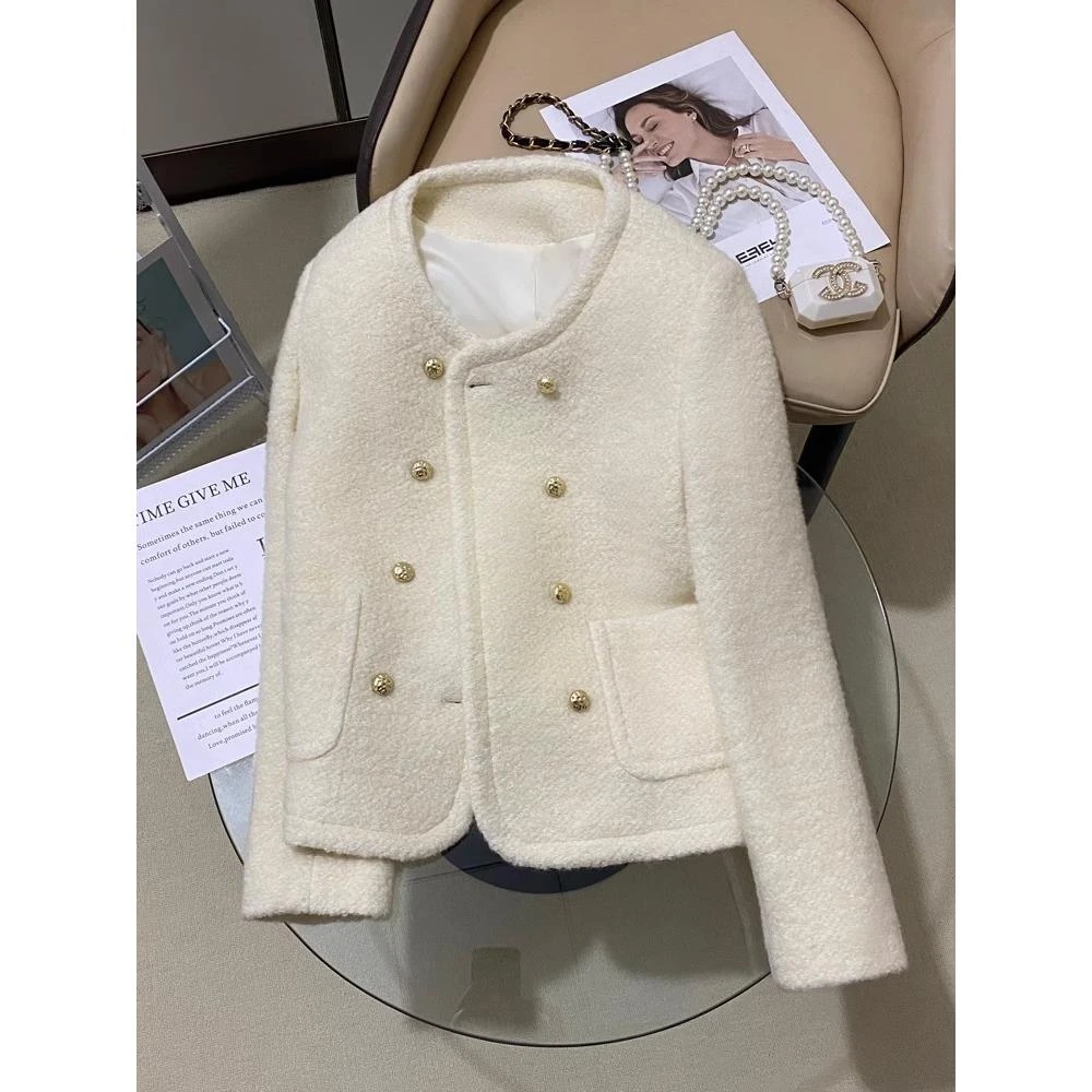 内里夹棉呢子小香风西装外套女秋冬法式高级感小个子休闲短款上衣