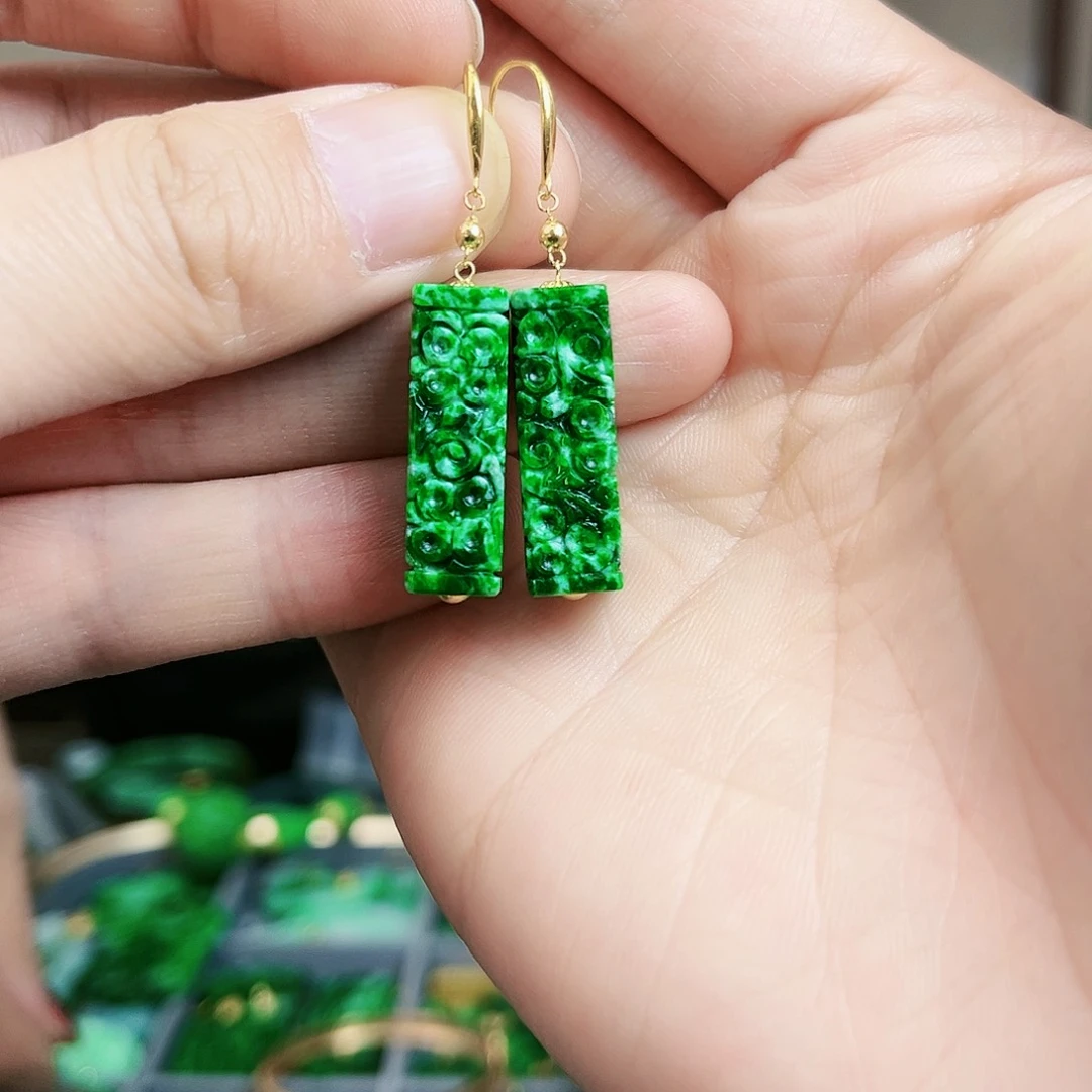 翡翠耳饰18K金镶嵌耳饰