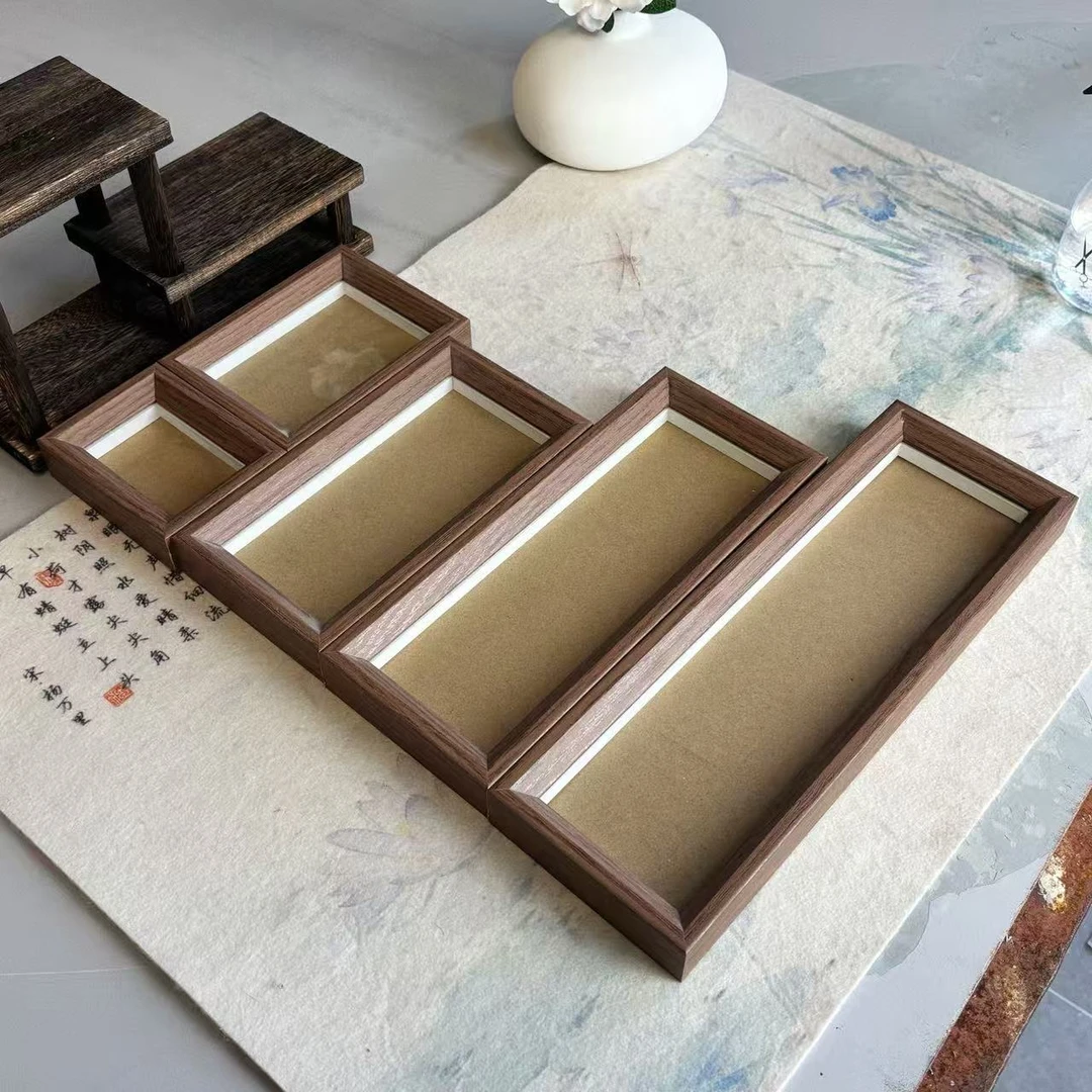 【一到五卡框】全新款双眼皮直角玻璃面板相框【浅檀色】【共五个尺寸】