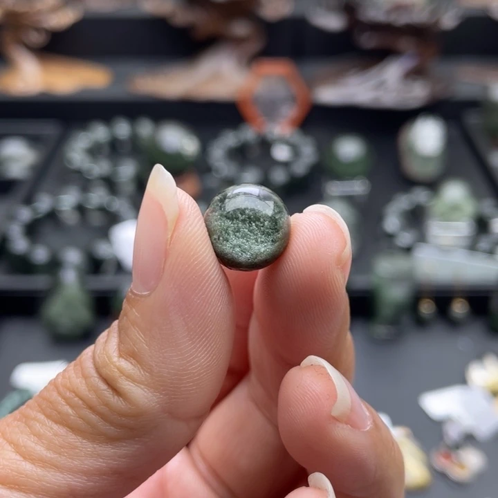 易***化颈饰水晶银S925镶嵌绿幽灵吊坠定制不退换