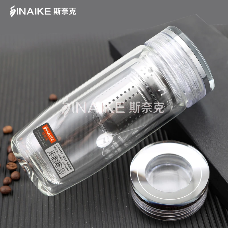 斯奈克鹅蛋杯透明杯盖双层玻璃杯男女加厚隔热便携车载泡茶水杯