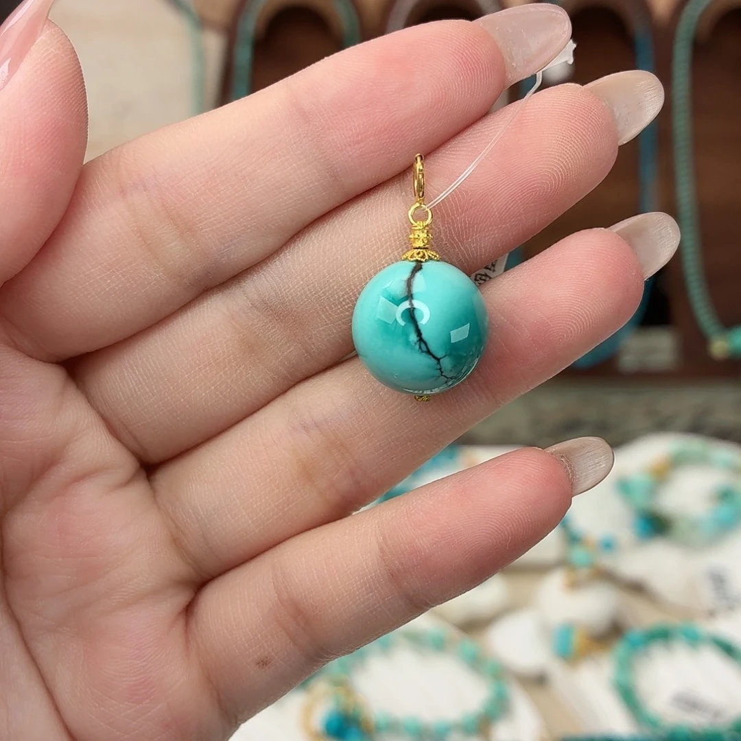 绿松石18K金镶嵌吊坠(不含链)