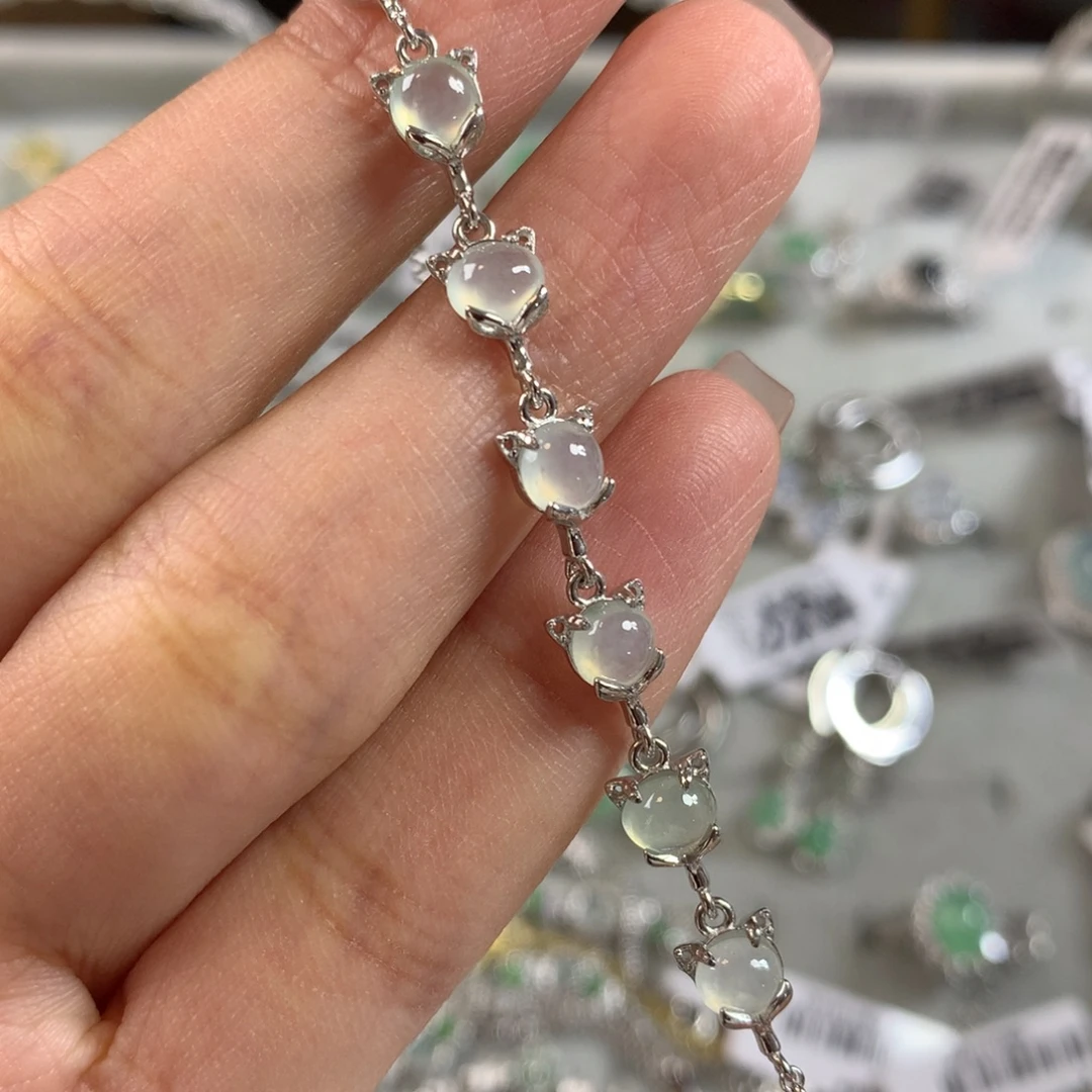 翡翠银S925镶嵌戒指手链