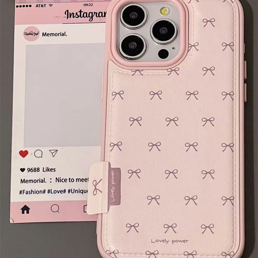 粉色皮质满屏蝴蝶结适用iphone17promax苹果16手机壳15可爱14/13