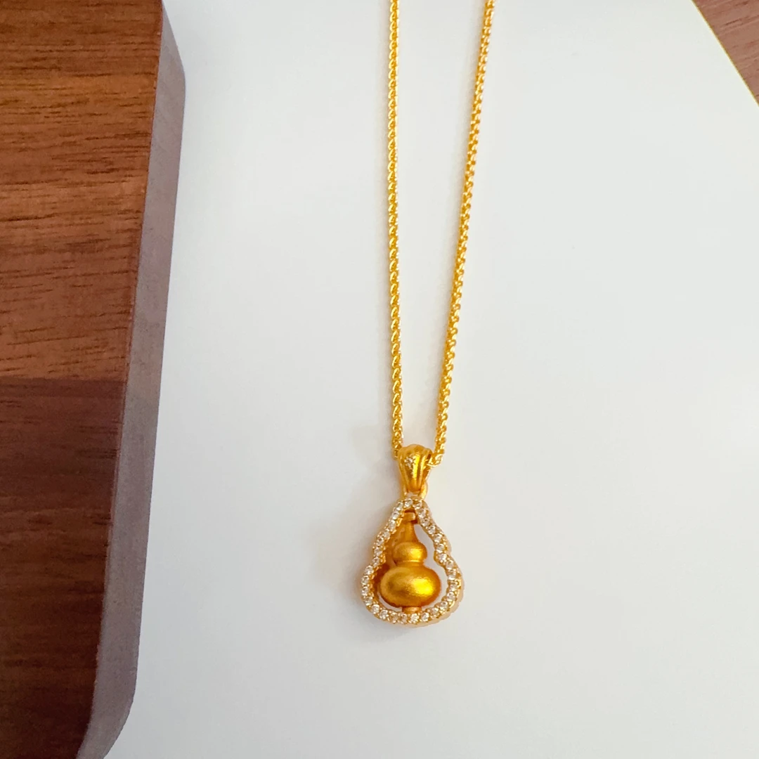 铜合金项链 新中式轻奢葫芦项链高级感时尚设计感百搭秋冬锁骨链