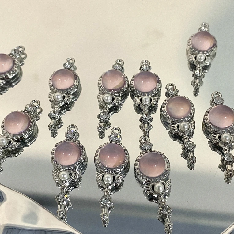 (洁雨饰品 DIY)  P170  白k色粉色仙女棒挂坠