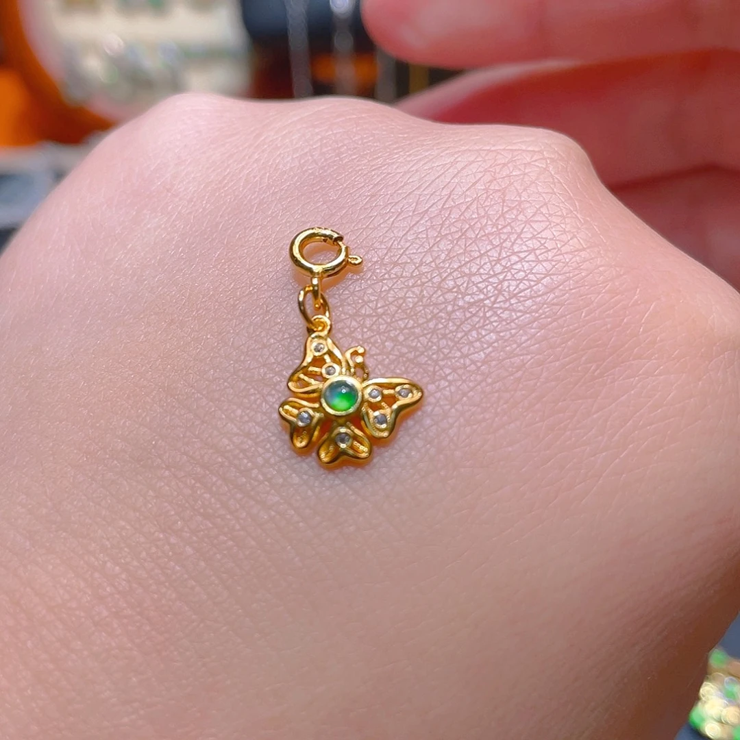 翡翠银S925镶嵌吊坠(不含链)