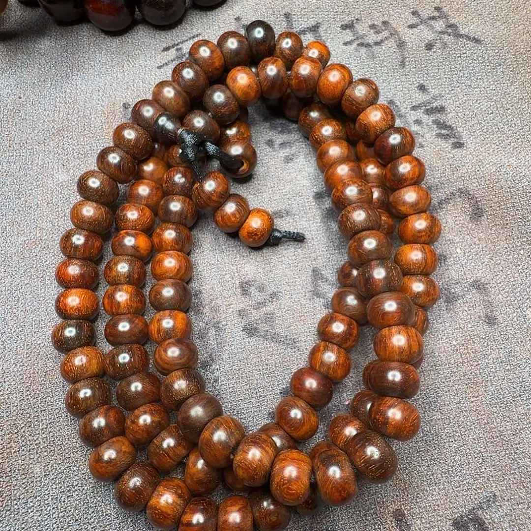 檀香紫檀（小叶紫檀）0.8/1.0印度小叶紫檀藏传算盘珠2.0喇叭孔