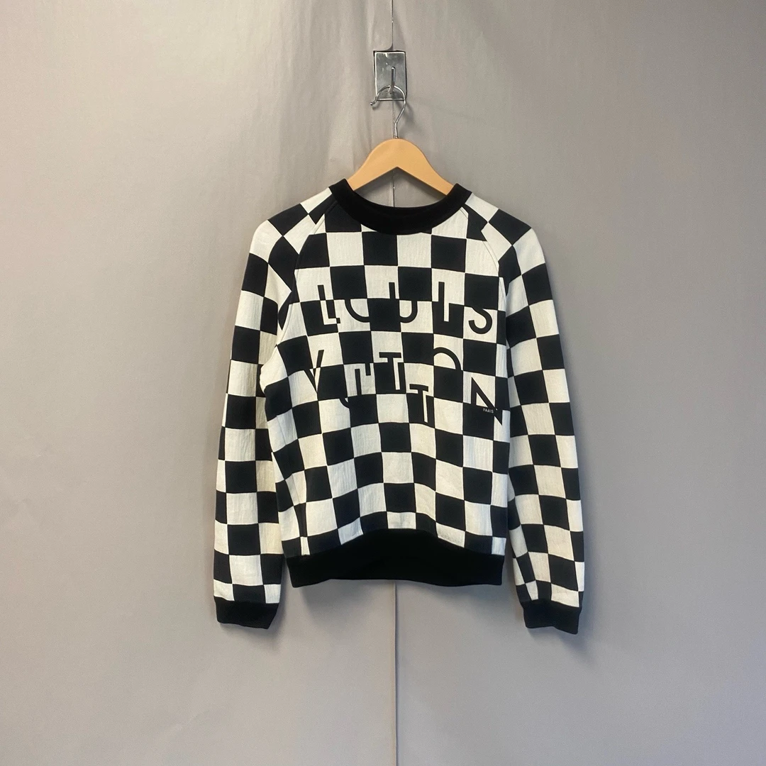 99新 LouisVuitton/路易威登 黑白棋盘格标语卫衣99新 xs码 #6174