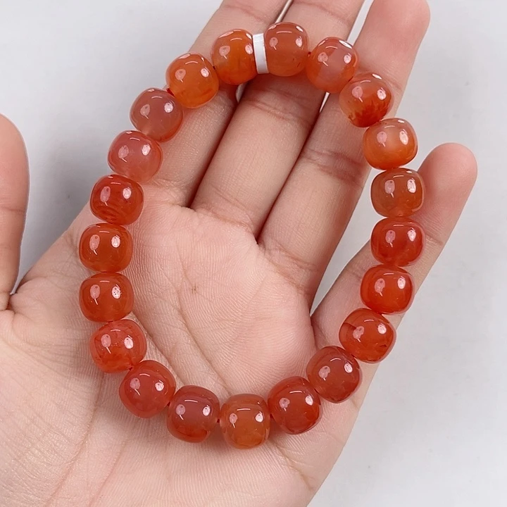 南红玛瑙未镶嵌九口冰飘老型单圈10mm