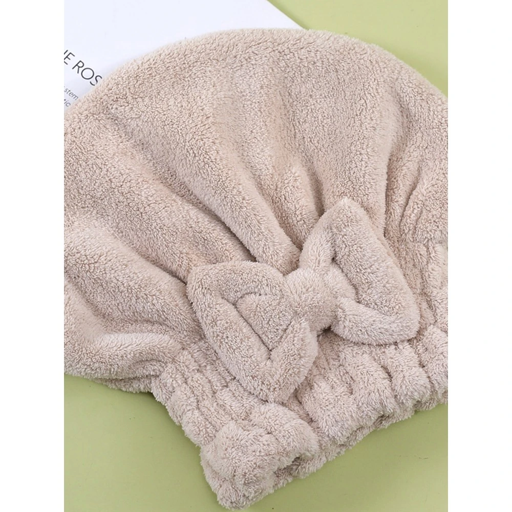 珊瑚绒干发帽发带巾吸水蝴蝶结浴帽女士沐浴大号加厚吸水包头巾