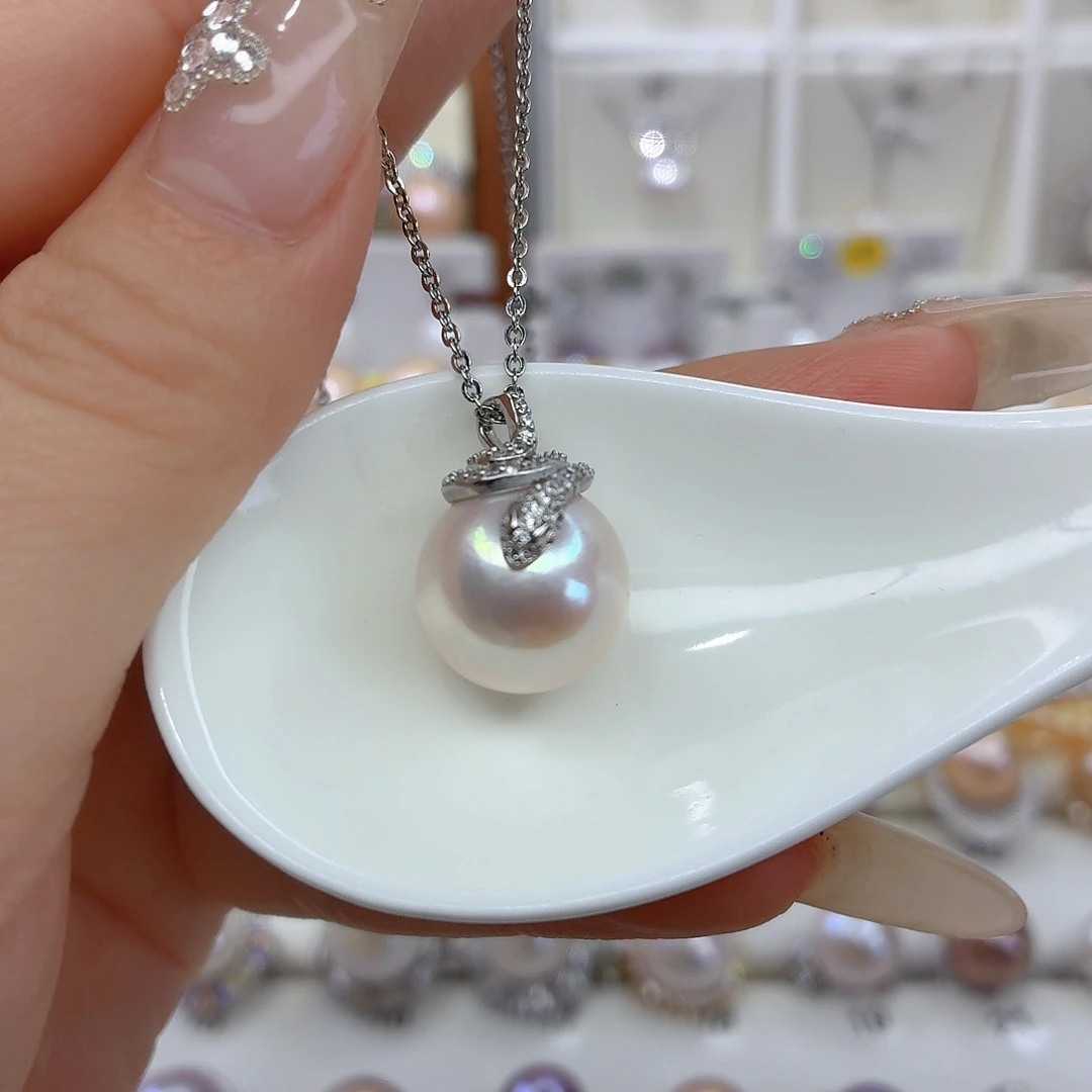 颈饰银S925镶嵌淡水珍珠F