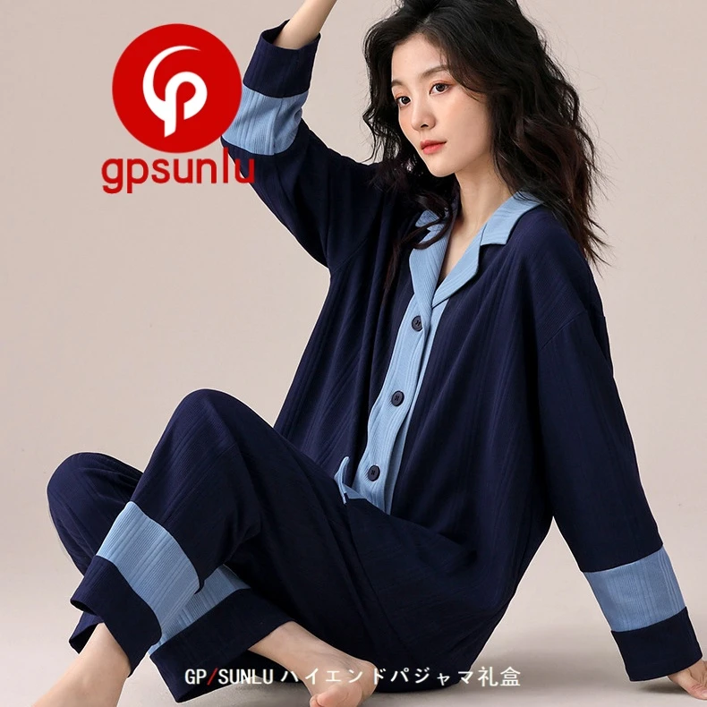 GPSUNLU韩版小众睡衣女春秋纯棉秋冬天女款2025新款高级感家居服