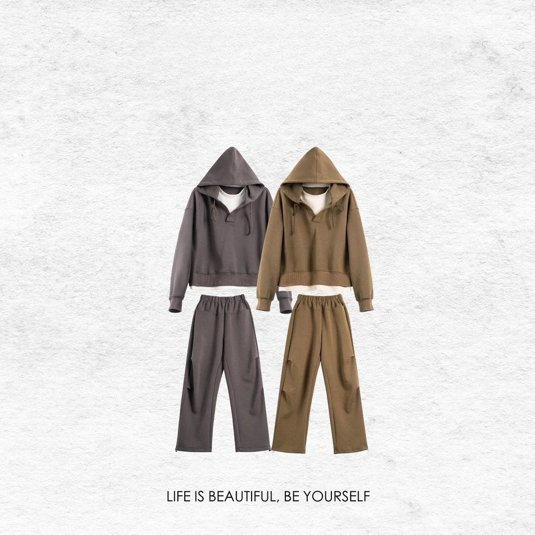 【温暖呼吸】简约风女士新款休闲卫衣卫裤套装SR034