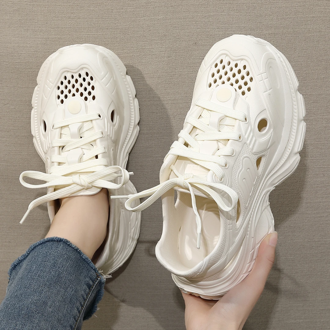 厚底洞洞鞋女2025新款夏季外穿增高踩屎感百搭防滑凉鞋老爹鞋女士