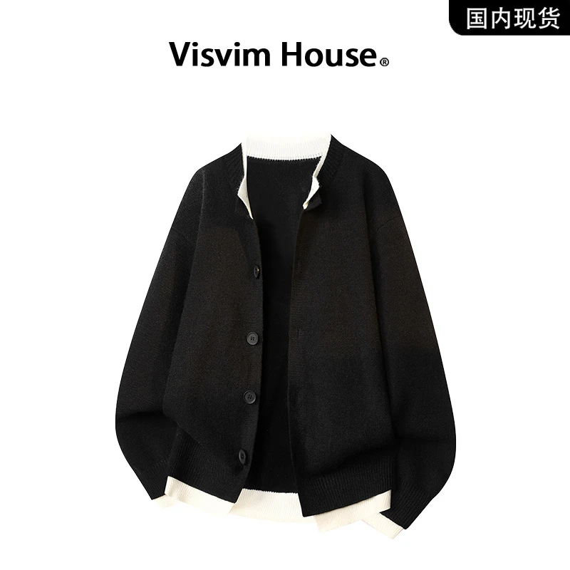 【品牌现货撤柜】VISVIM HOUSE春秋季新款假两件针织开衫慵懒毛衣男