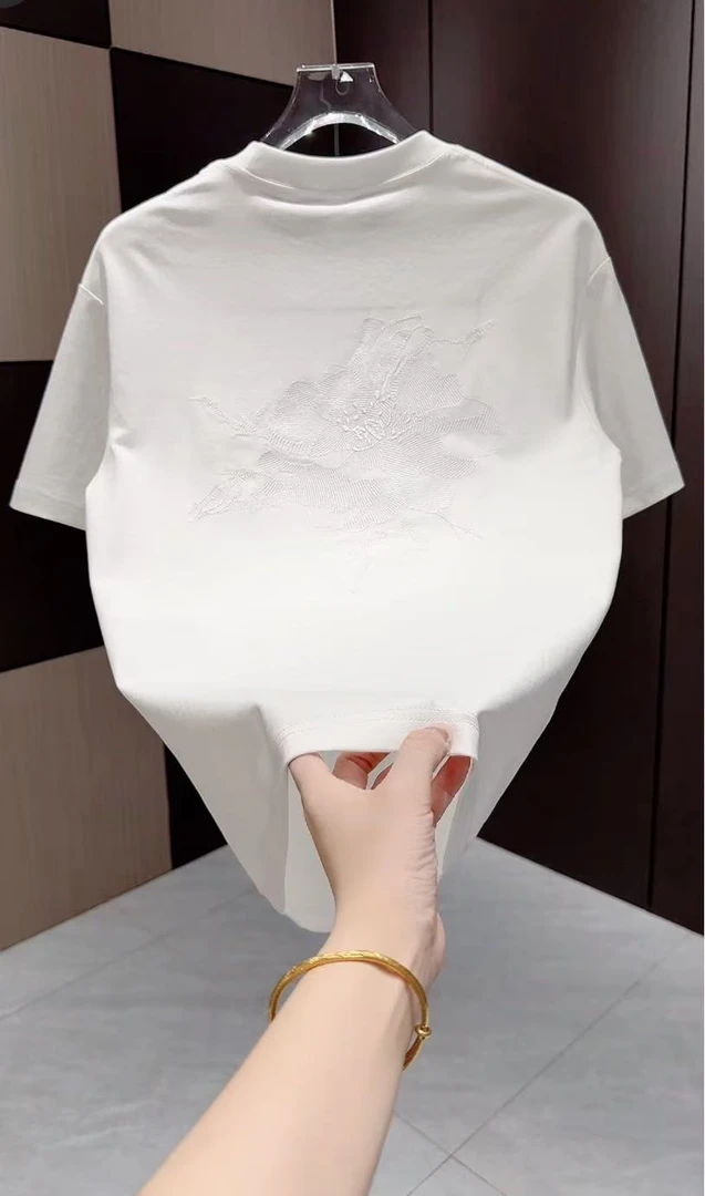 夏季男士潮流简约刺绣设计款休闲短袖T恤62111