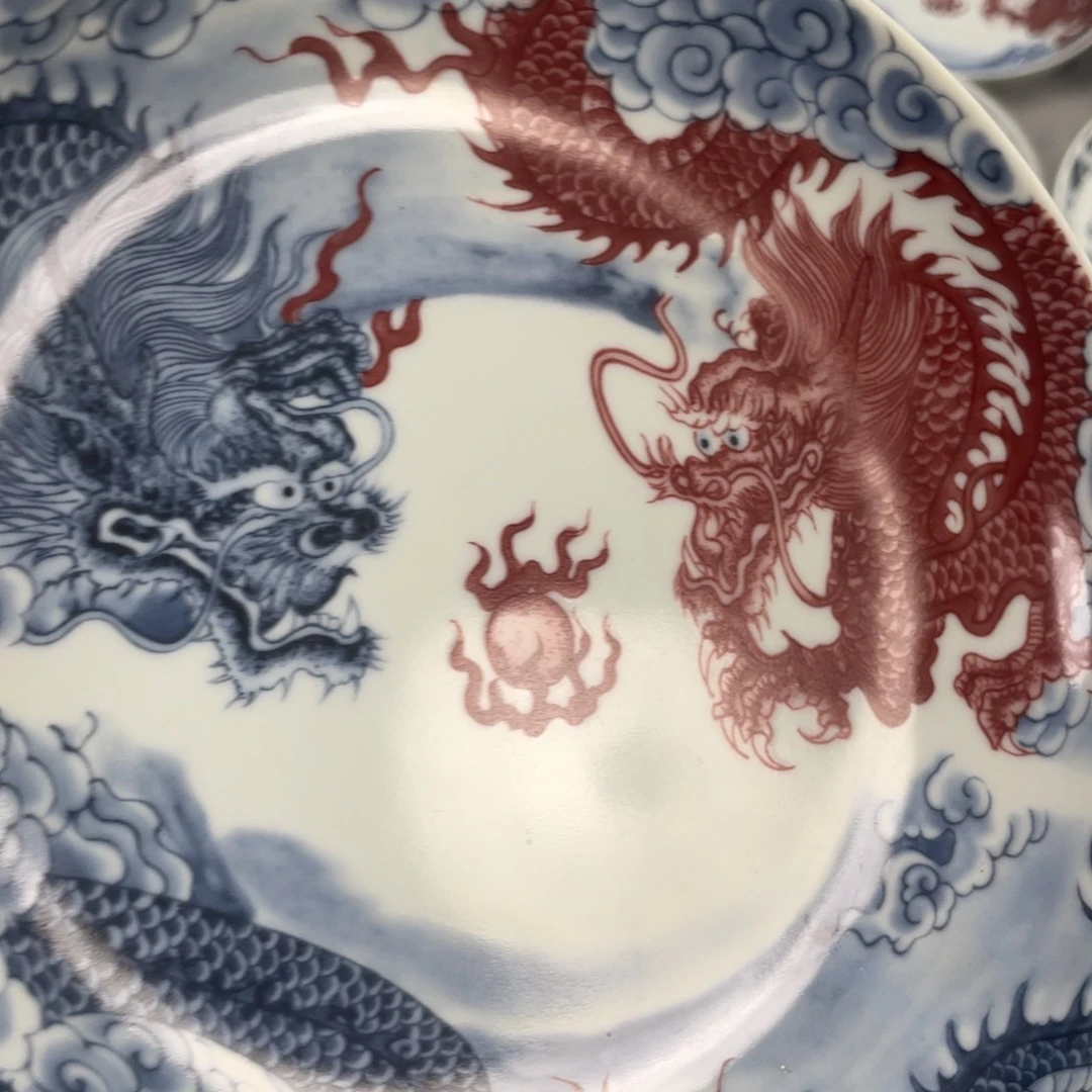 瓷片景德镇双龙戏珠大壶承新款