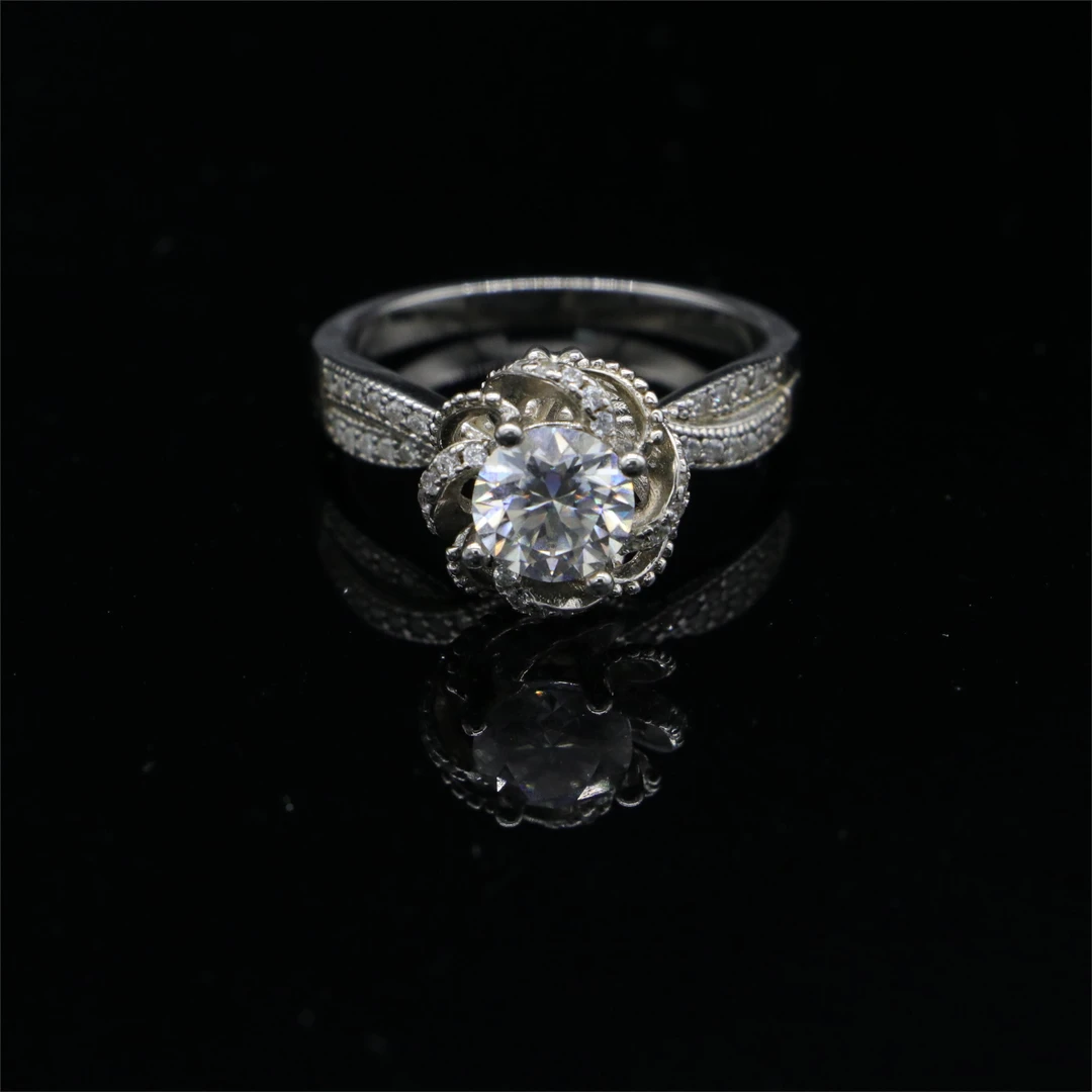 925银莫桑石银制品 【玫瑰喷泉】1克拉温柔轻奢