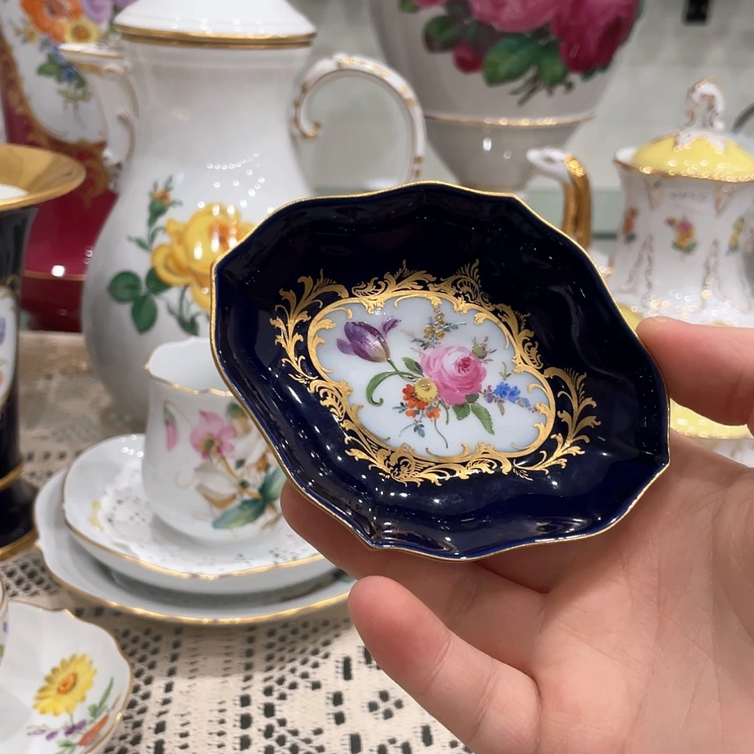 摆件中古一等钴蓝小碟