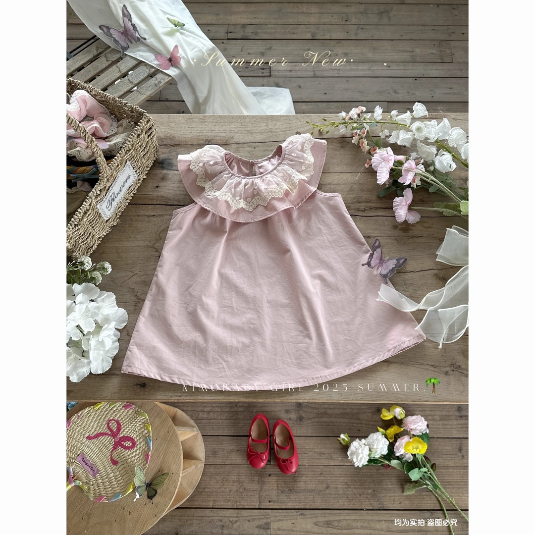 NIMO【粉荔枝】韩版欧若风夏款女宝宝洋气公主简约时尚连衣裙