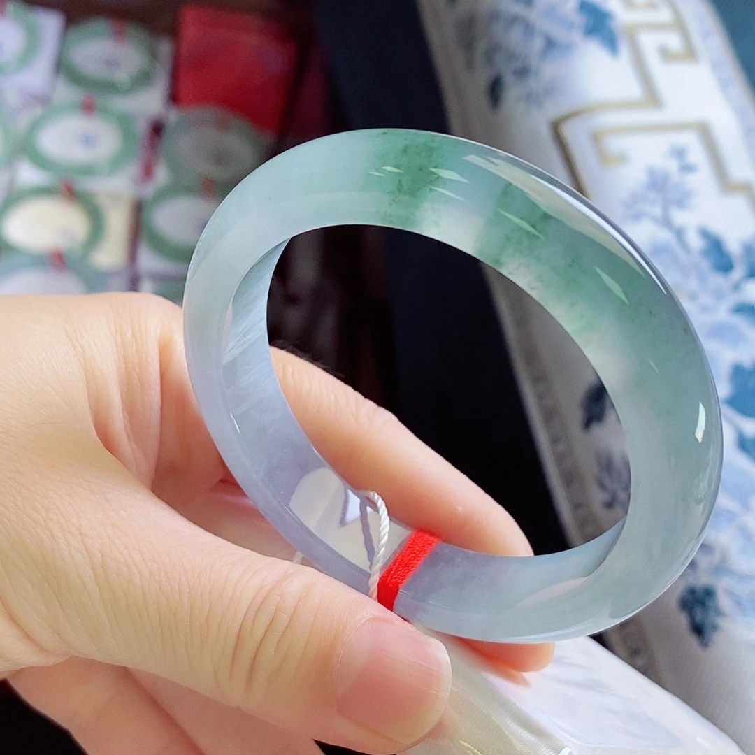 翡翠未镶嵌手镯（圆镯）54冰绿4号