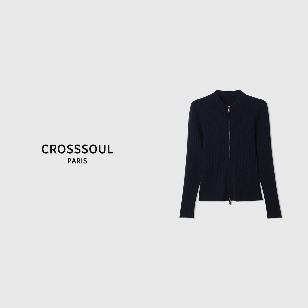 CROSSSOUL新款修身拉链款开衫(524)