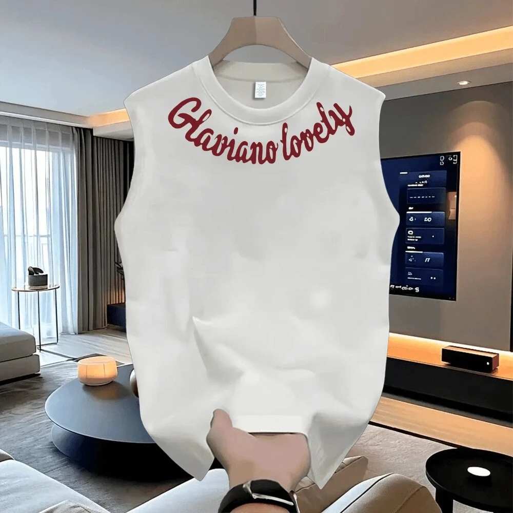 夏季新款创意美式高街设计感潮流圆领纯棉背心无袖男女痞帅炸街