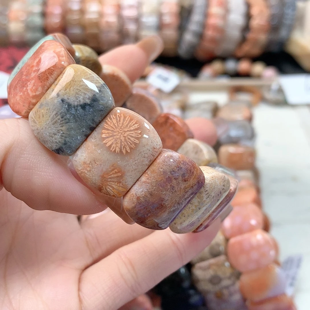 硅化珊瑚（珊瑚玉）手链未镶嵌清****洛091