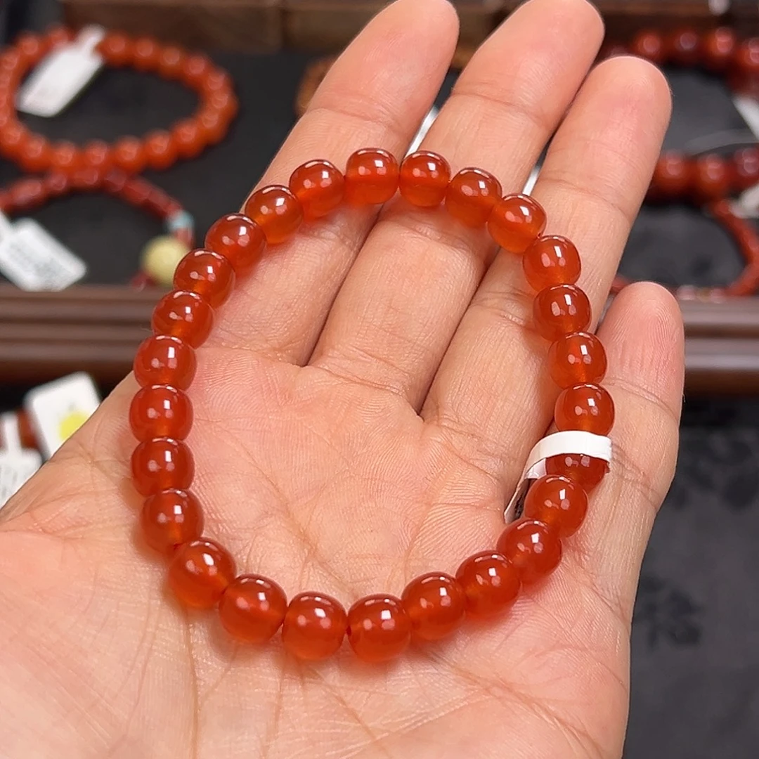 南红玛瑙未镶嵌手串7mm原矿