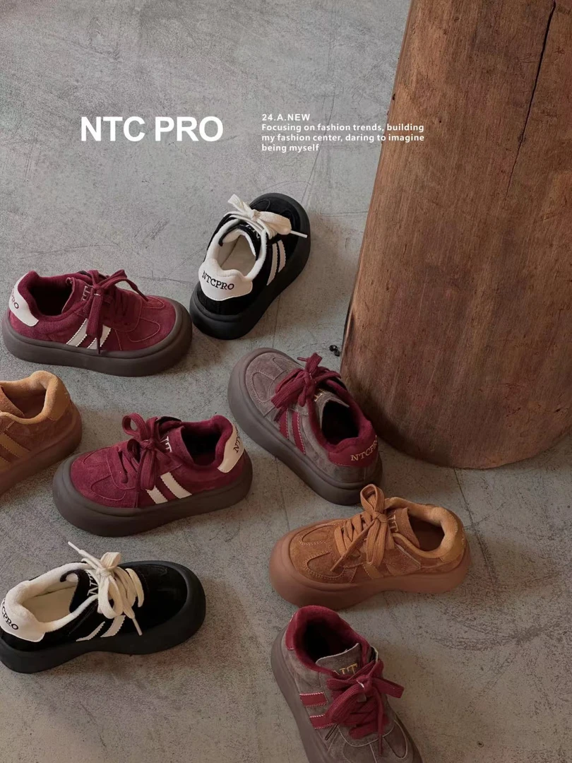 【haobaby童鞋】2024两杠舒适复古百搭加绒德训鞋6906