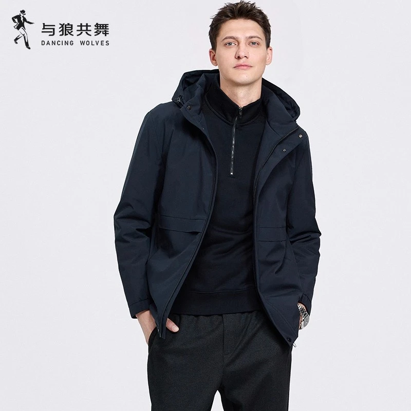 【防风】与狼共舞可拆卸连帽夹克男2025秋季新款抗皱一衣两穿外套