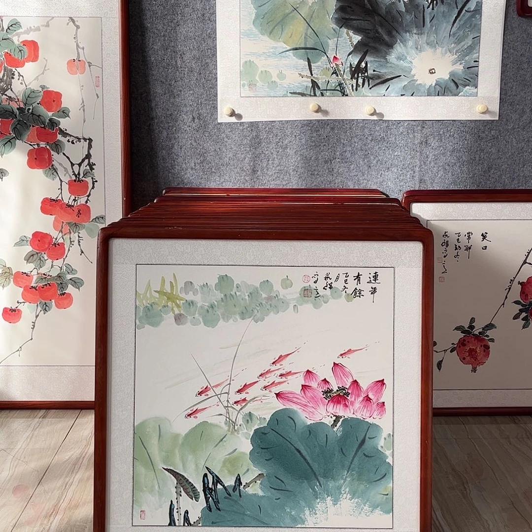 国画书画作品带框63×63