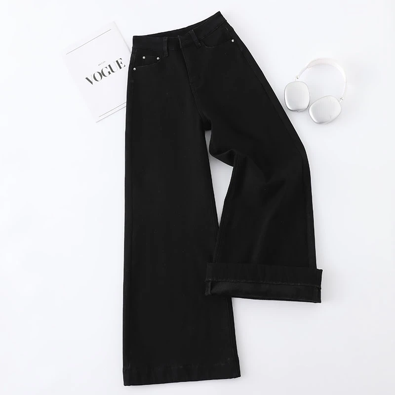 百搭高腰2025夏显瘦阔腿牛仔裤女设计感宽松直筒裤TZQ121363