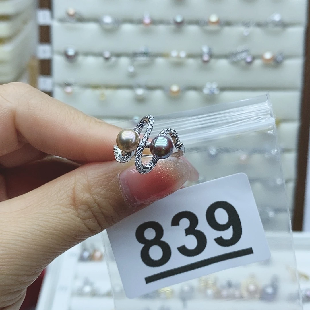 淡水珍珠戒指银S925镶嵌哎***～839