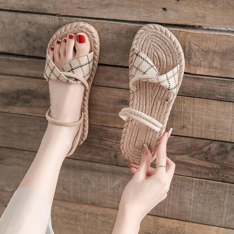 凉拖鞋女士夏季2025新款厚底增高海边沙滩防滑凉拖女夏外穿