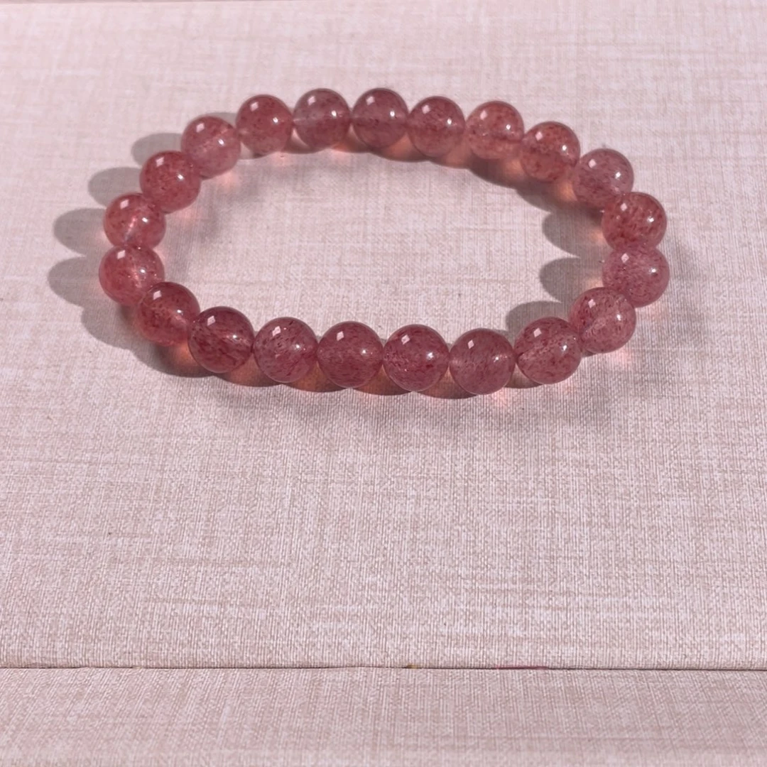 石英质玉未镶嵌手链草莓晶手串卡9mm