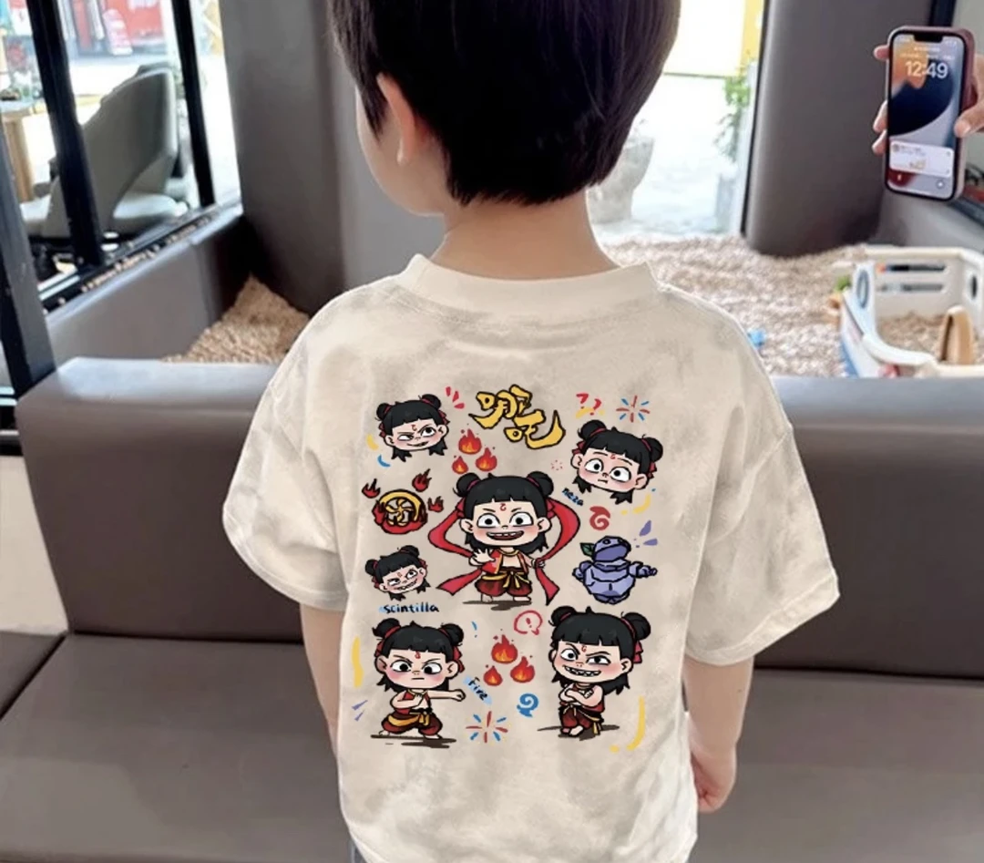 哪吒纯棉儿童短袖童装男童夏季T恤国潮宝宝打底衫t恤女童半袖上衣