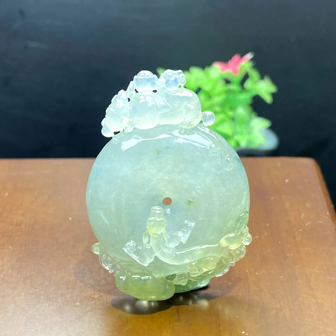 RX30天然缅甸A货翡翠冰种龙马平安扣/037708/北京中保拍卖