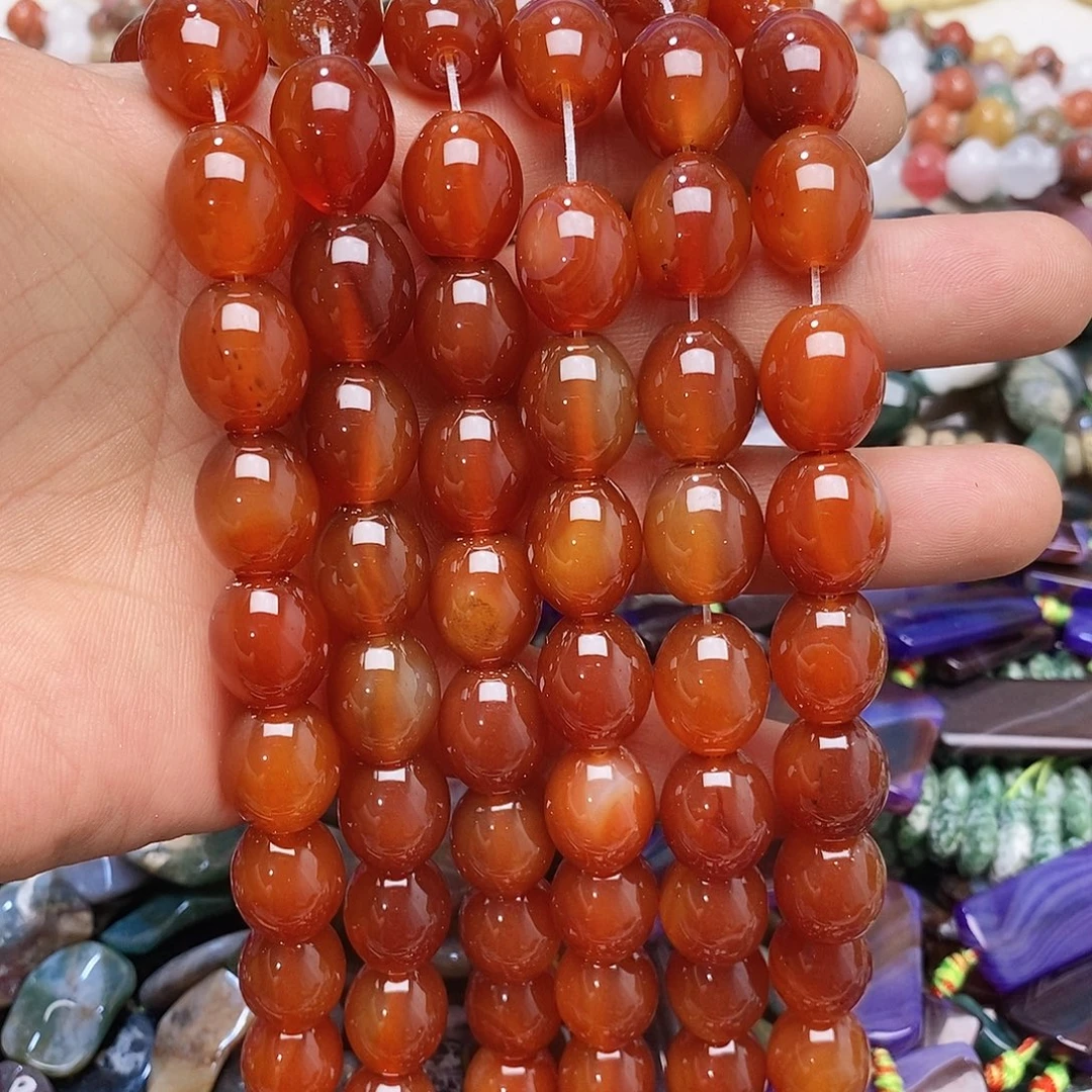 玛瑙/玉髓未镶嵌珠宝半成品玛瑙桶珠一条装